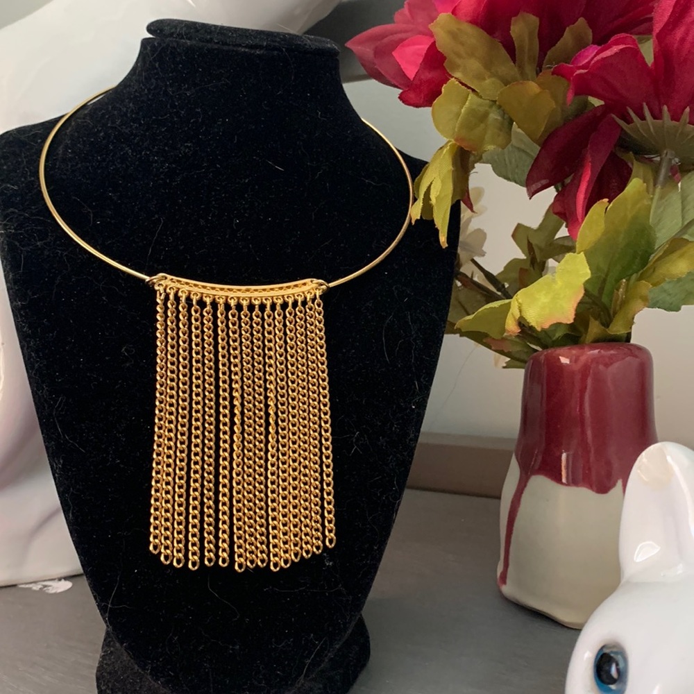 Fringed Choker Gold Necklace